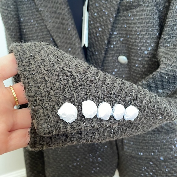 L’AGENCE Kenzie Double Breasted Tweed Shimmer Blazer - Picture 3 of 10